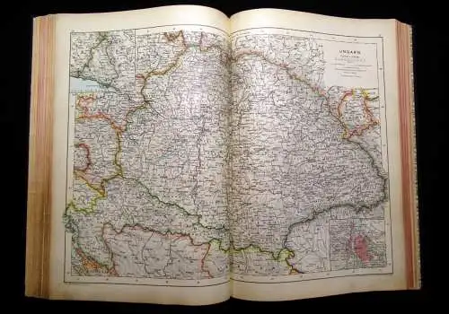 A. Hartlebens Volks-Atlas 86 Hauptkarten und 84 Nebenkarten um 1913 Geografie