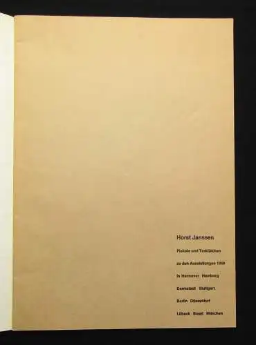 Janssen, Horst Handzeichnungen in 2 Büchern. Plakate und Traktätchen 1966 u 1975