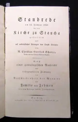 Standrede am 15.Januar 1832 in der Kirche zu Staucha gehalten sehr selten 1832