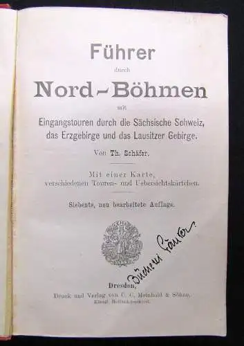 Schäfer Führer durch Nord-Böhmen 1906 Reiseführer Guide Landeskunde Ortskunde
