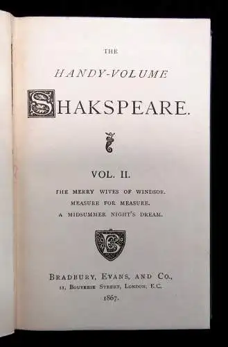 Shakespeare, William The Handy-Volume Shakespeare 13 Bde 1867 Selten  Klassiker