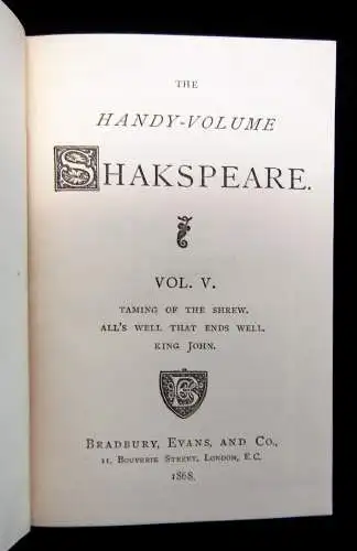 Shakespeare, William The Handy-Volume Shakespeare 13 Bde 1867 Selten  Klassiker