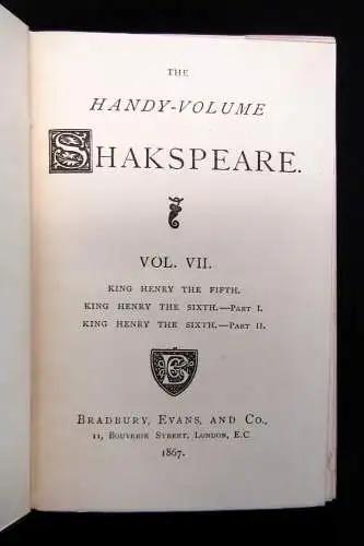 Shakespeare, William The Handy-Volume Shakespeare 13 Bde 1867 Selten  Klassiker