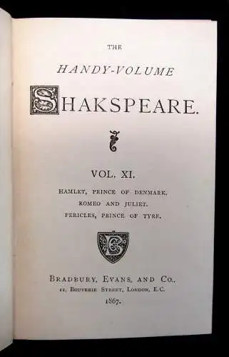Shakespeare, William The Handy-Volume Shakespeare 13 Bde 1867 Selten  Klassiker
