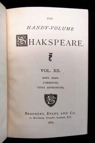 Shakespeare, William The Handy-Volume Shakespeare 13 Bde 1867 Selten  Klassiker