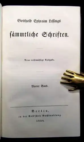 Lessing, Gotthold Ephraim Sämmtliche Schriften 13 in 7 Bde 1838-40 Klassiker