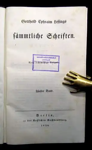 Lessing, Gotthold Ephraim Sämmtliche Schriften 13 in 7 Bde 1838-40 Klassiker
