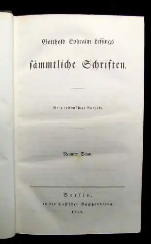 Lessing, Gotthold Ephraim Sämmtliche Schriften 13 in 7 Bde 1838-40 Klassiker