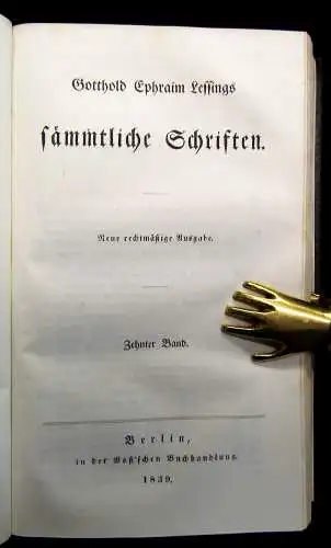 Lessing, Gotthold Ephraim Sämmtliche Schriften 13 in 7 Bde 1838-40 Klassiker