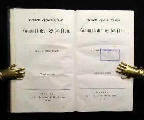 Lessing, Gotthold Ephraim Sämmtliche Schriften 13 in 7 Bde 1838-40 Klassiker