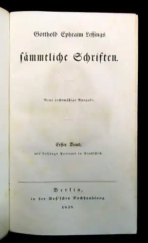 Lessing, Gotthold Ephraim Sämmtliche Schriften 13 in 7 Bde 1838-40 Klassiker