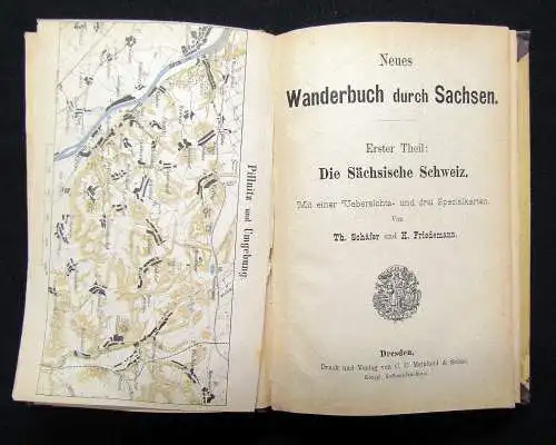 Neues Wanderbuch durch Sachsen Teil 1+2 komplett Sächs.Schweiz und Dresden 1879