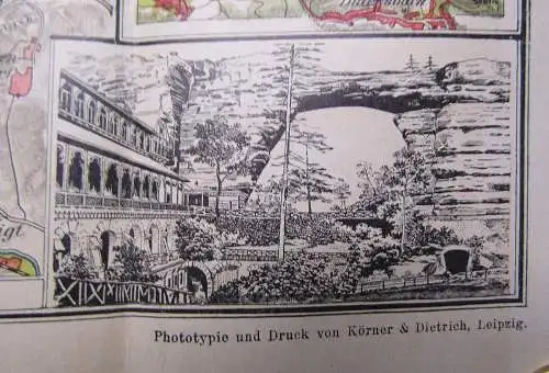 Wagner`s Führer und Karte der Sächsischen Schweiz f. Touristen u.Sommerfrischler