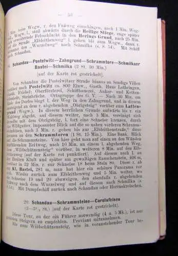 Wagner`s Führer und Karte der Sächsischen Schweiz f. Touristen u.Sommerfrischler