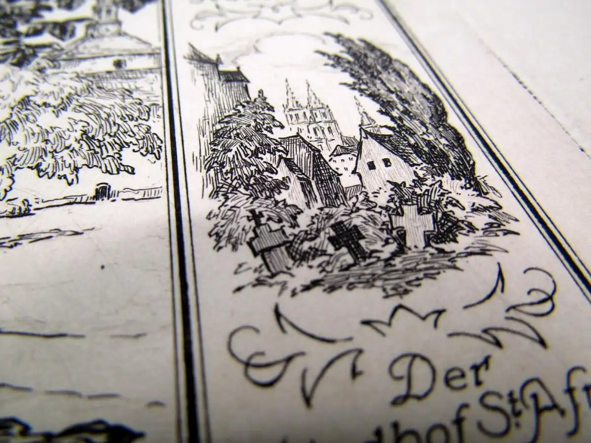 seltene Radierung Alfred Gelbhaar um 1920 Die Fürstenschule St. Afra zu Meißen 4