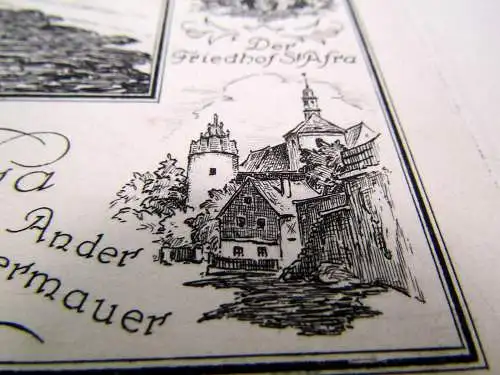 seltene Radierung Alfred Gelbhaar um 1920 Die Fürstenschule St. Afra zu Meißen