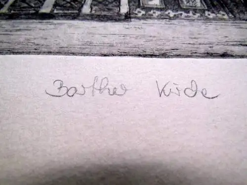 Radierung von Behr über die St. Marienkirche in Barth (bei Stralsund) 1986 Kunst