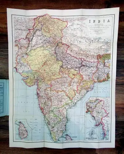 Philips Authentic Imperial Maps for Tourists Traveller India um 1930 ca.70x55 cm