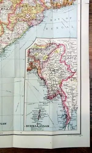 Philips Authentic Imperial Maps for Tourists Traveller India um 1930 ca.70x55 cm