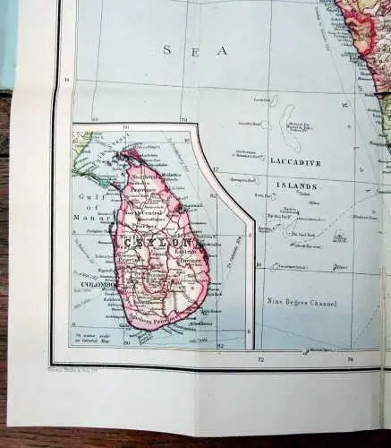 Philips Authentic Imperial Maps for Tourists Traveller India um 1930 ca.70x55 cm