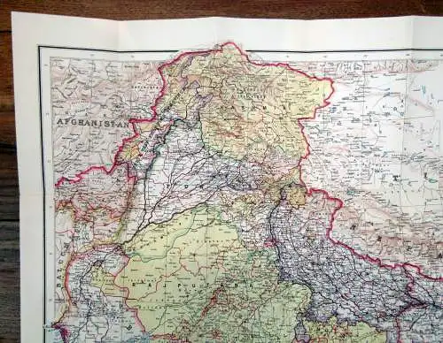 Philips Authentic Imperial Maps for Tourists Traveller India um 1930 ca.70x55 cm