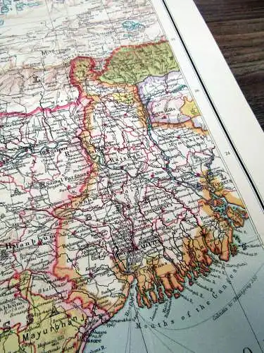 Philips Authentic Imperial Maps for Tourists Traveller India um 1930 ca.70x55 cm