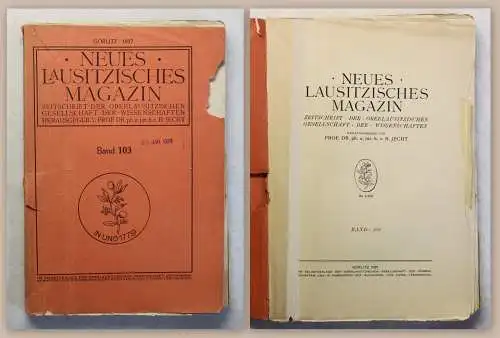 Neues Lausitzisches Magazin Band 103 Zeitschrift Oberlausitz 1927 Sachsen xz