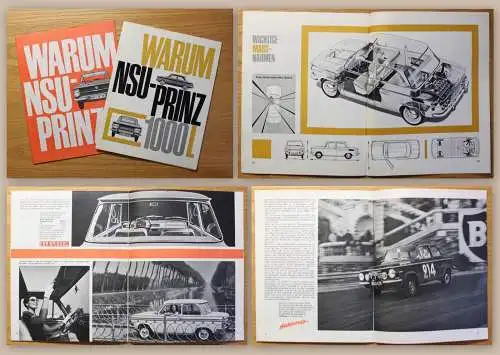 Orig Werbeprospekt NSU Prinz 1000 L & Prinz 4 um 1960 Automobil Oldtimer Audi xz