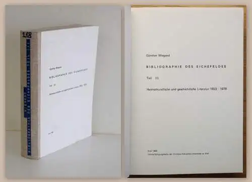 Wiegand Bibliographie des Eichsfeldes Literatur Heimatkunde & Geschichte 1980 xz
