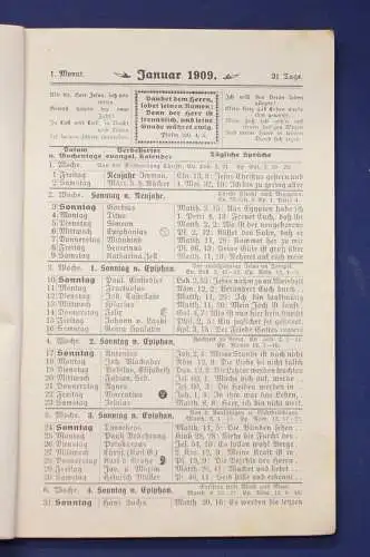 Fischer christlicher Jugendfreund- Kalender auf das Jahr des Herrn 1909 js