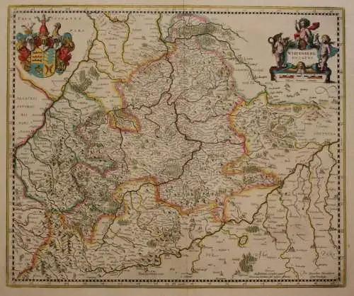 Orig. teilkol. Kupferstichkarte Mercator "Wirtenberg Ducatus" um 1650 sf