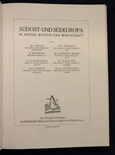 Klute Handbuch der geographischen Wissenschaften "Südost- und Südeuropa" 1931 sf