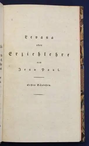 Jean Paul Sämmtliche Werke 36. Bd "Levana oder Erziehlehre" 1827 Klassiker sf