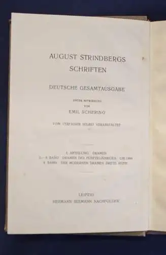 Schering August Strindbergs Schriften Deutsche Gesamtausgabe 1903 Belletristik j