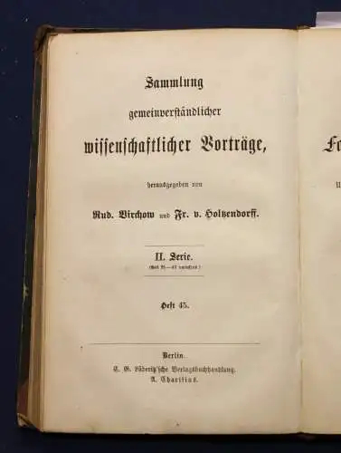 Virchow Sammlung gemeinverständlicher wissenschaftlicher Vorträge 1867 js 