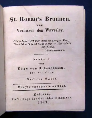 Walter Scott's Romane 2 Tle in 1 Bd (71./72 Bd) 1827 St. Ronan's Brunnen sf