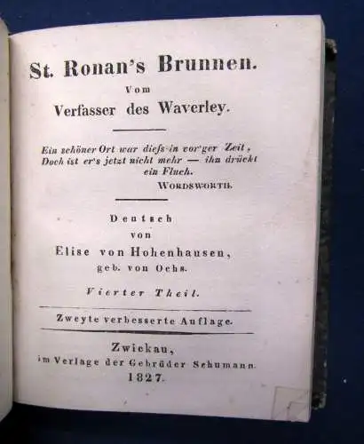 Walter Scott's Romane 2 Tle in 1 Bd (71./72 Bd) 1827 St. Ronan's Brunnen sf