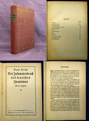 Ernst Der Zusammenbruch des deutschen Idealismus An die Jugend 1918 selten js