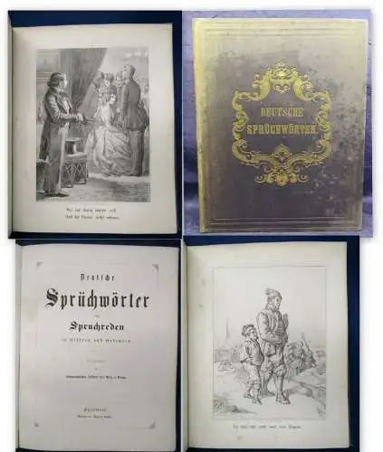Deutsche Sprüchwörter um 1850 20 Original Lithographien Kunst Kultur  js