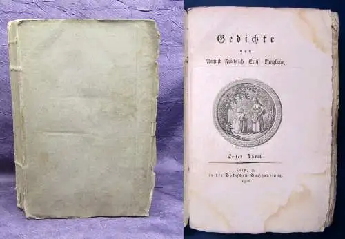 Gedichte von August Friedrich Ernst Langbein 1.Teil apart 1800 Belletristik js