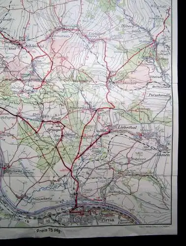 Kind, Max Karte für das Borsberggebiet Maßstab 1:25 000 ca.67x49 cm Wanderungen