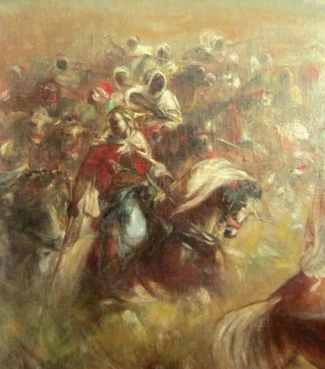 Schlacht - Der Scheich mit seinen Getreuen. Öl auf Leinwand HM Staackmann M 07 2