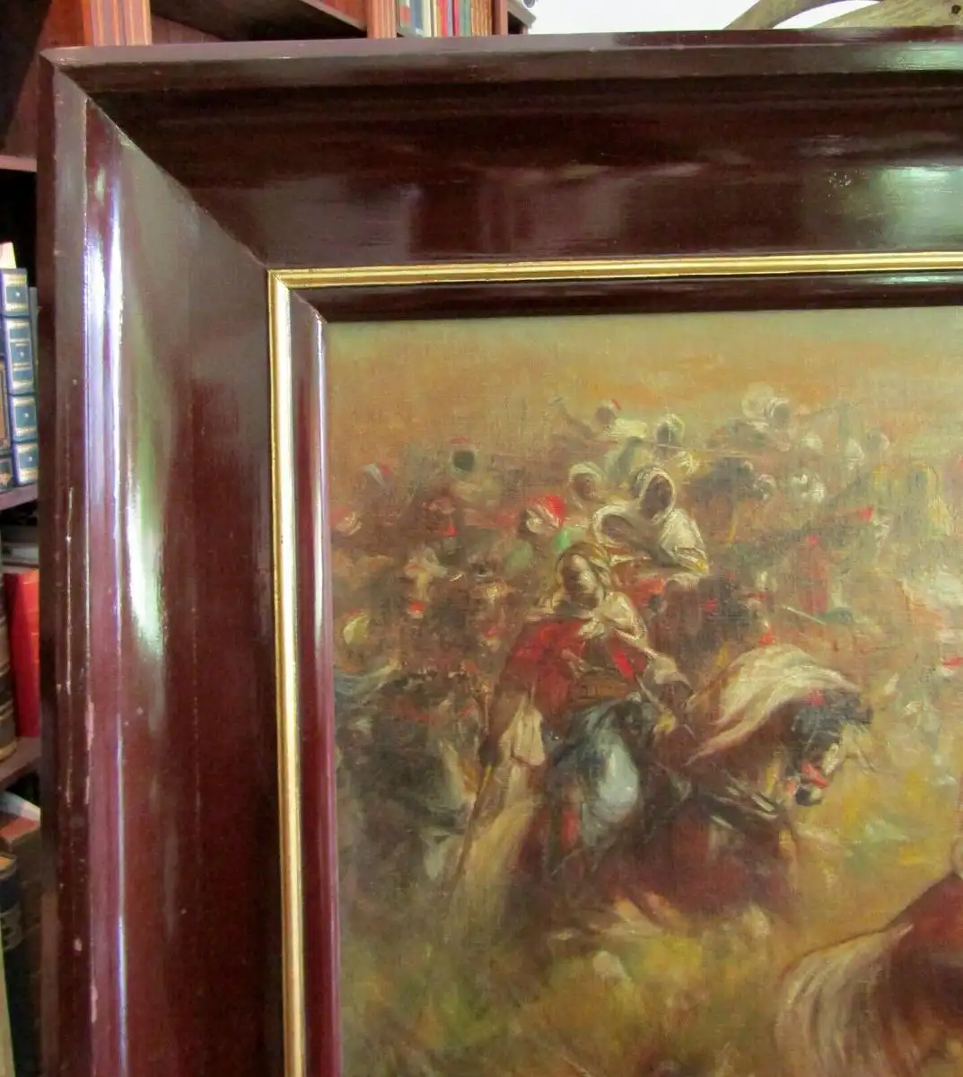 Schlacht - Der Scheich mit seinen Getreuen. Öl auf Leinwand HM Staackmann M 07 5