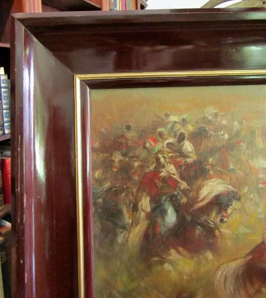 Schlacht - Der Scheich mit seinen Getreuen. Öl auf Leinwand HM Staackmann M 07 5