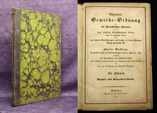 Allgemeine Gewerbe-Ordnungfür die preußischen Staaten 1849 Beamte u. Gewerbe js