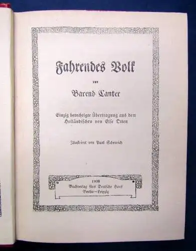 Canter Fahrendes Volk 1908 Die Bücher des deutschen Hauses 1. Reihe js