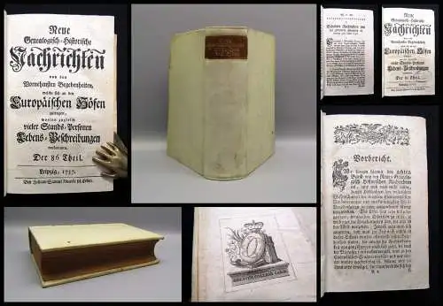 Neue Geneaolgisch-historische Nachrichten Teil 85-96 1757 Pergamenteinband