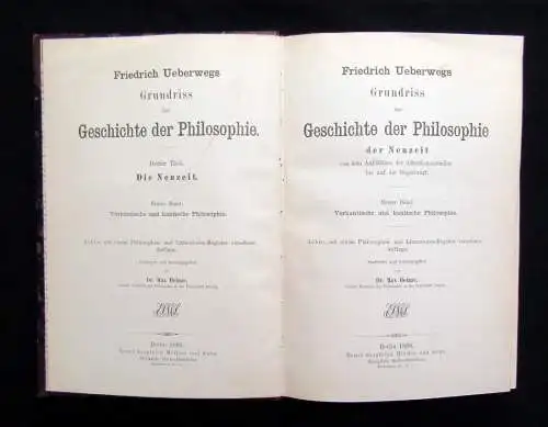 Ueberweg Heinze Geschichte der Philosophie 1896/1897 1. und 2. Bd des 3. Theils