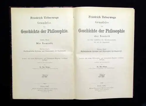 Ueberweg Heinze Geschichte der Philosophie 1896/1897 1. und 2. Bd des 3. Theils