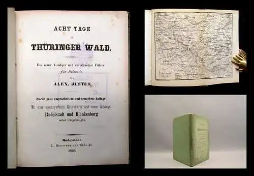 Justus Acht Tage im Thüringer Wald 1858 Landeskunde Reiseführer Guide Führer